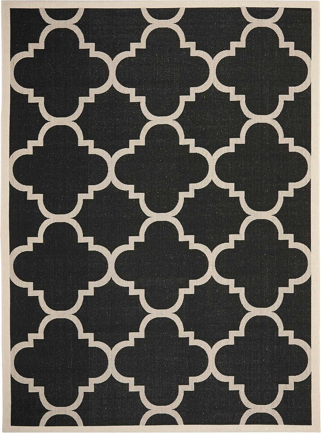 Courtyard CY6243 Power Loomed Indoor and Outdoor Area Rug - Black/Beige - 9'x12' - Safavieh