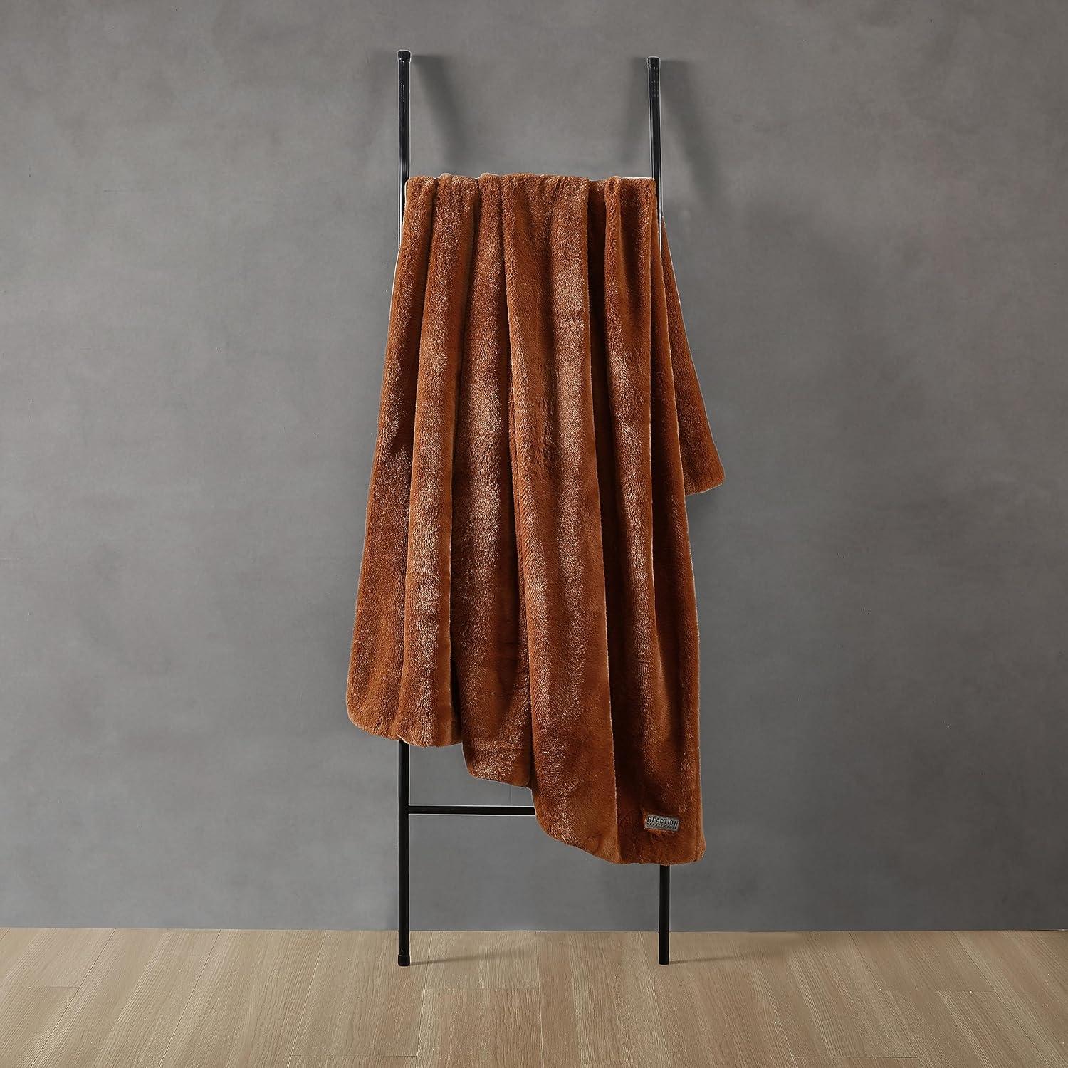 Ginger Orange Faux Fur Reversible Throw Blanket 50" x 60"