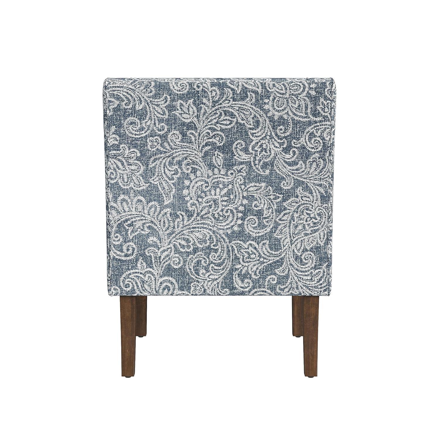 Classic Swoop Arm Chair Jacobean Print Denim - HomePop: Upholstered Polyester, Foam Fill, Hardwood Frame