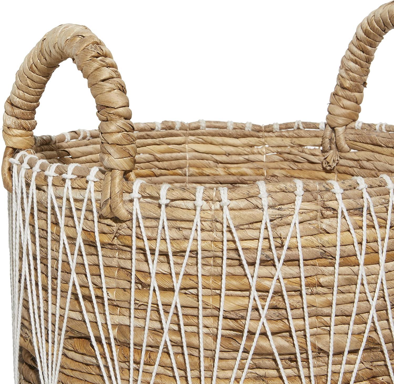 Handmade Bohemian Wicker Basket With Handles - Set of 3