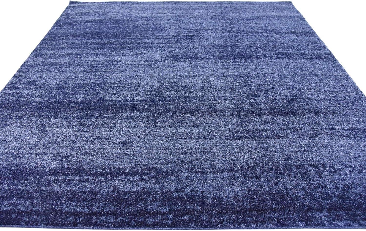 Unique Loom Del Mar Collection Area Rug - Lucille (7' 10" Square, Navy Blue/ Ivory)