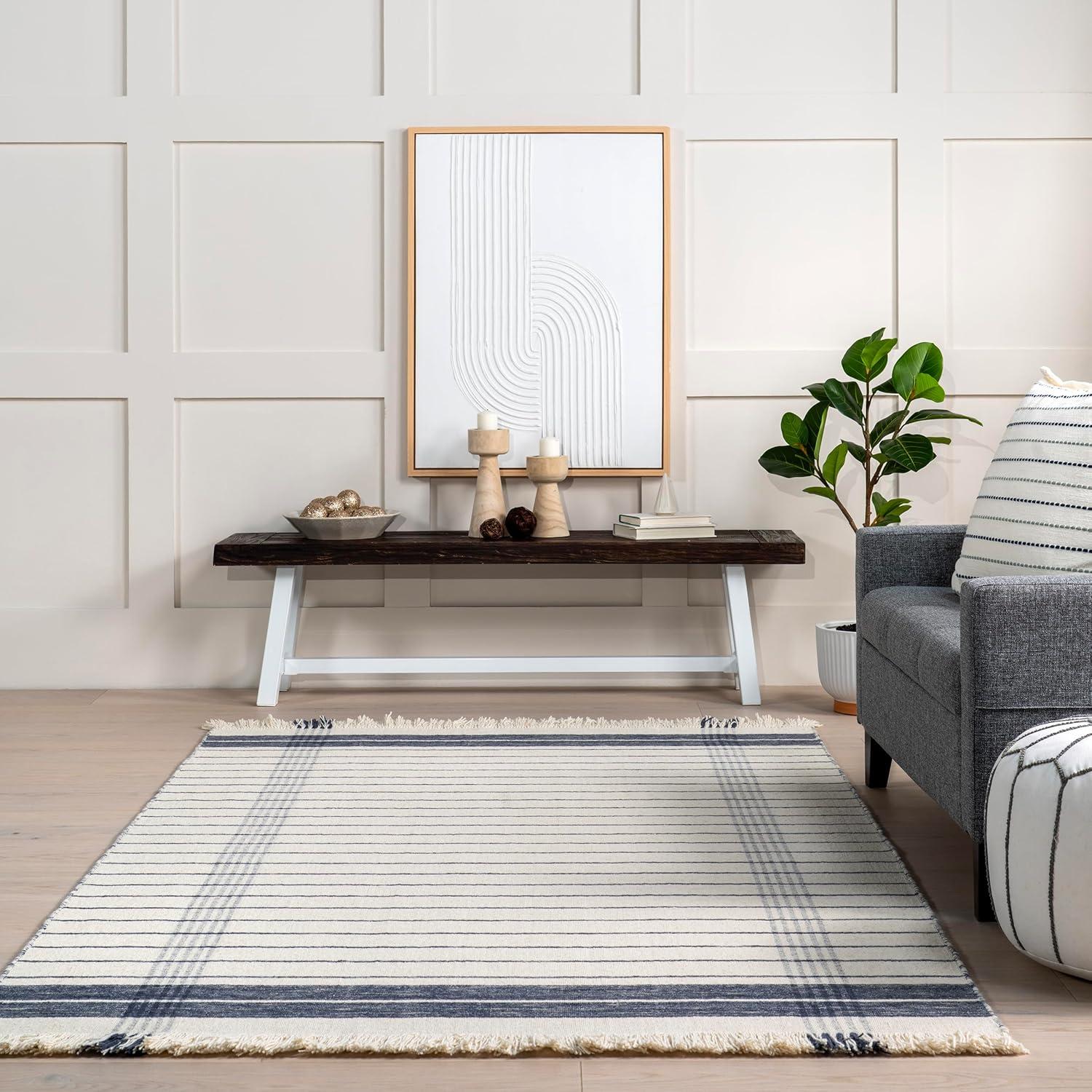 Nuloom Celena Striped Wool Fringe Indoor Area Rug