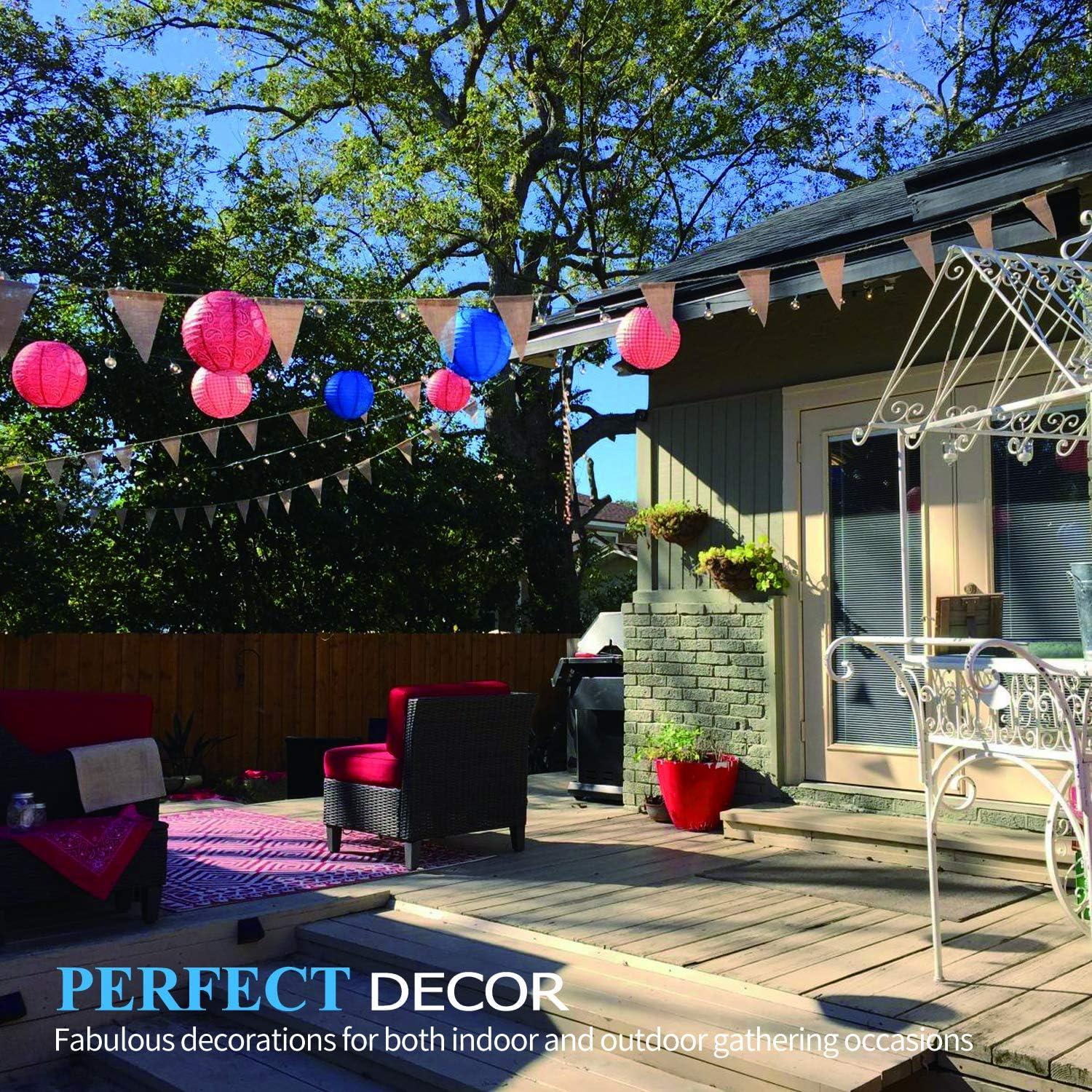 Novelty Place 13 Feet Burlap Pennant Banner - 15 Triangle Bunting Flags (5x7 Inches) - DIY Hand Painted Home Decorations for Holiday, Birthday, Wedding, Graduation and Party