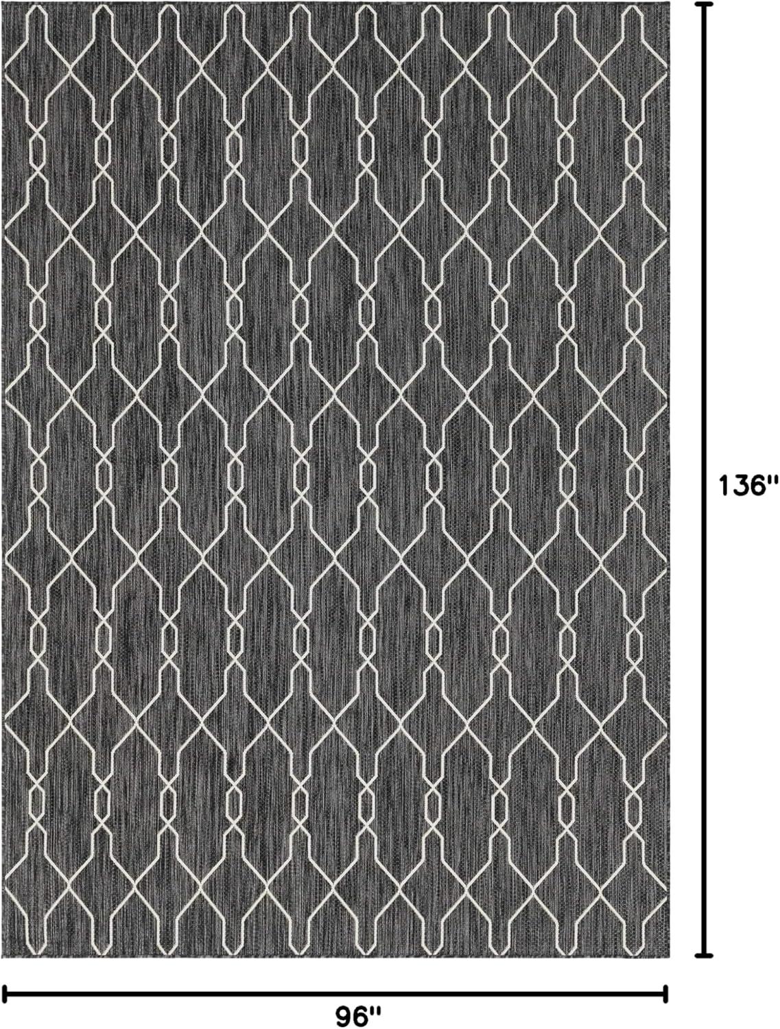 Unique Loom Outdoor Trellis Collection Area Rug - Links Trellis (7' 10" x 11' Rectangle Blue/Ivory)