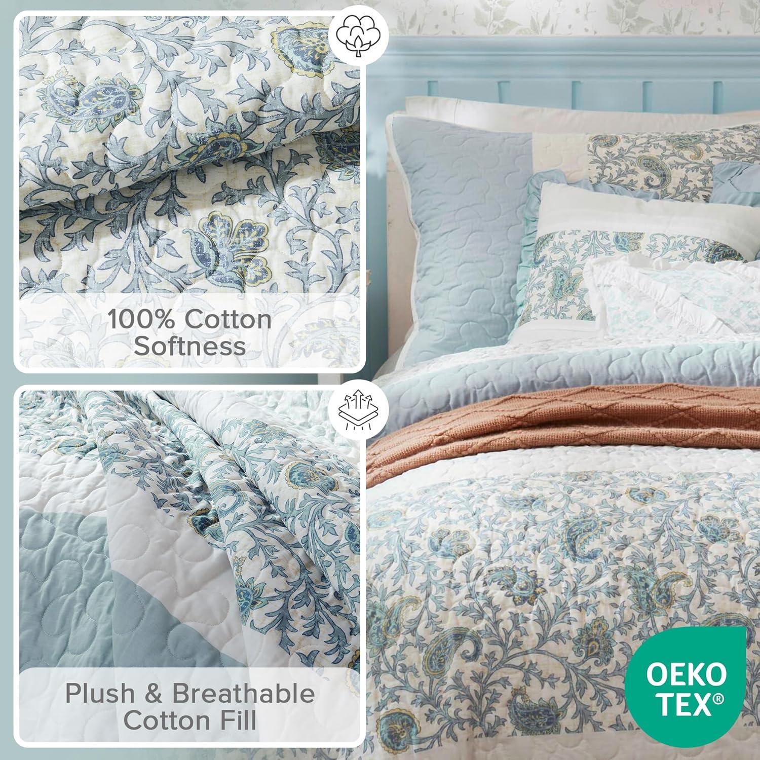 Madison Park Dawn 6 Piece Cotton Percale Quilt Set with Throw Pillows