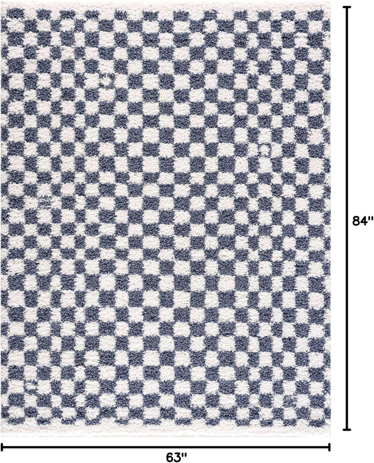 Hauteloom Kieu Black & White Checkered Shag Rug