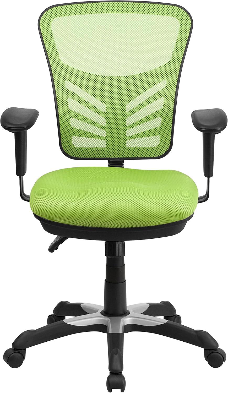Flash Furniture Nicholas Mid-Back Green Mesh Multifunction Executive Swivel Ergonomic Office Chair with Adjustable Arms