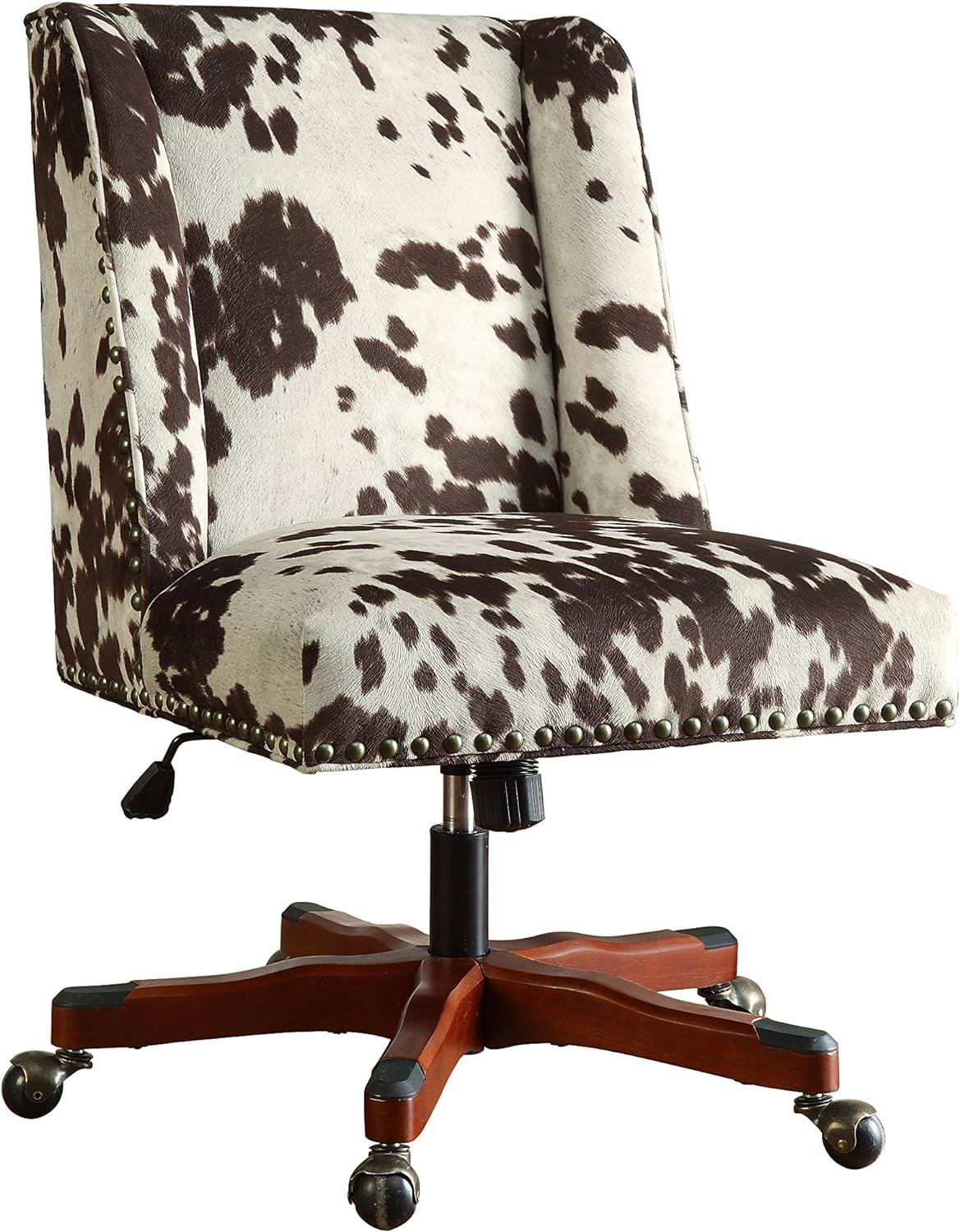 Modern Executive Swivel Office Chair in Brown Cow Print