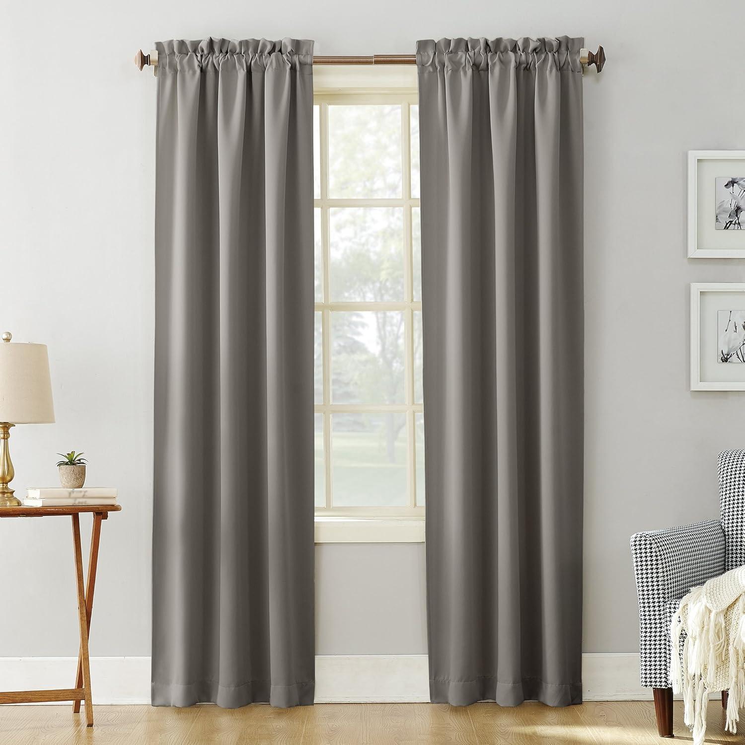 40"x84" Sun Zero Blackout Kenneth Energy Saving Rod Pocket Curtain Panel Gray: Thermal Insulated, Noise Reduction