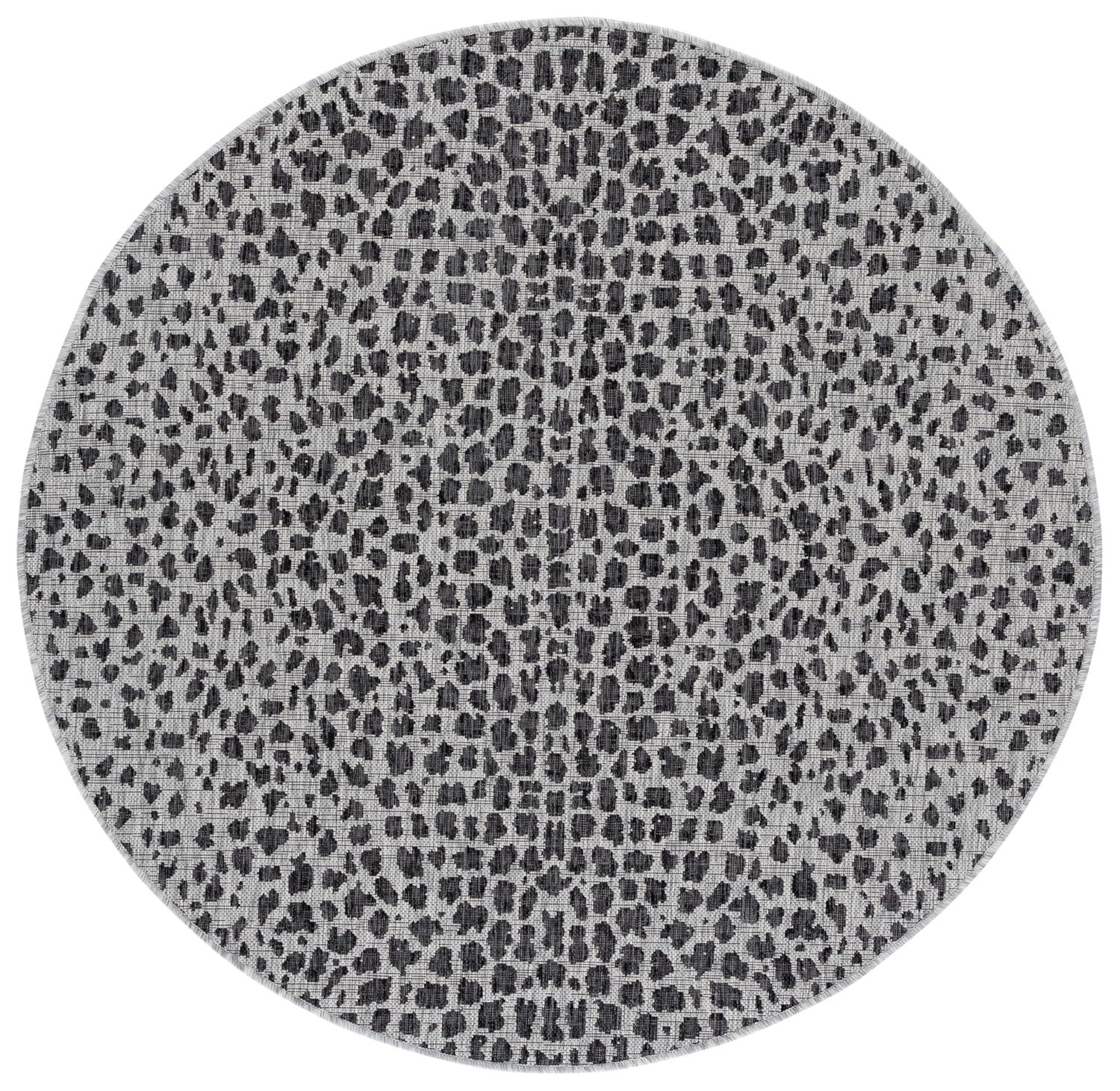Courtyard CY8505 Power Loomed Indoor/Outdoor Area Rug - Gray/Black - 3' round - Safavieh.