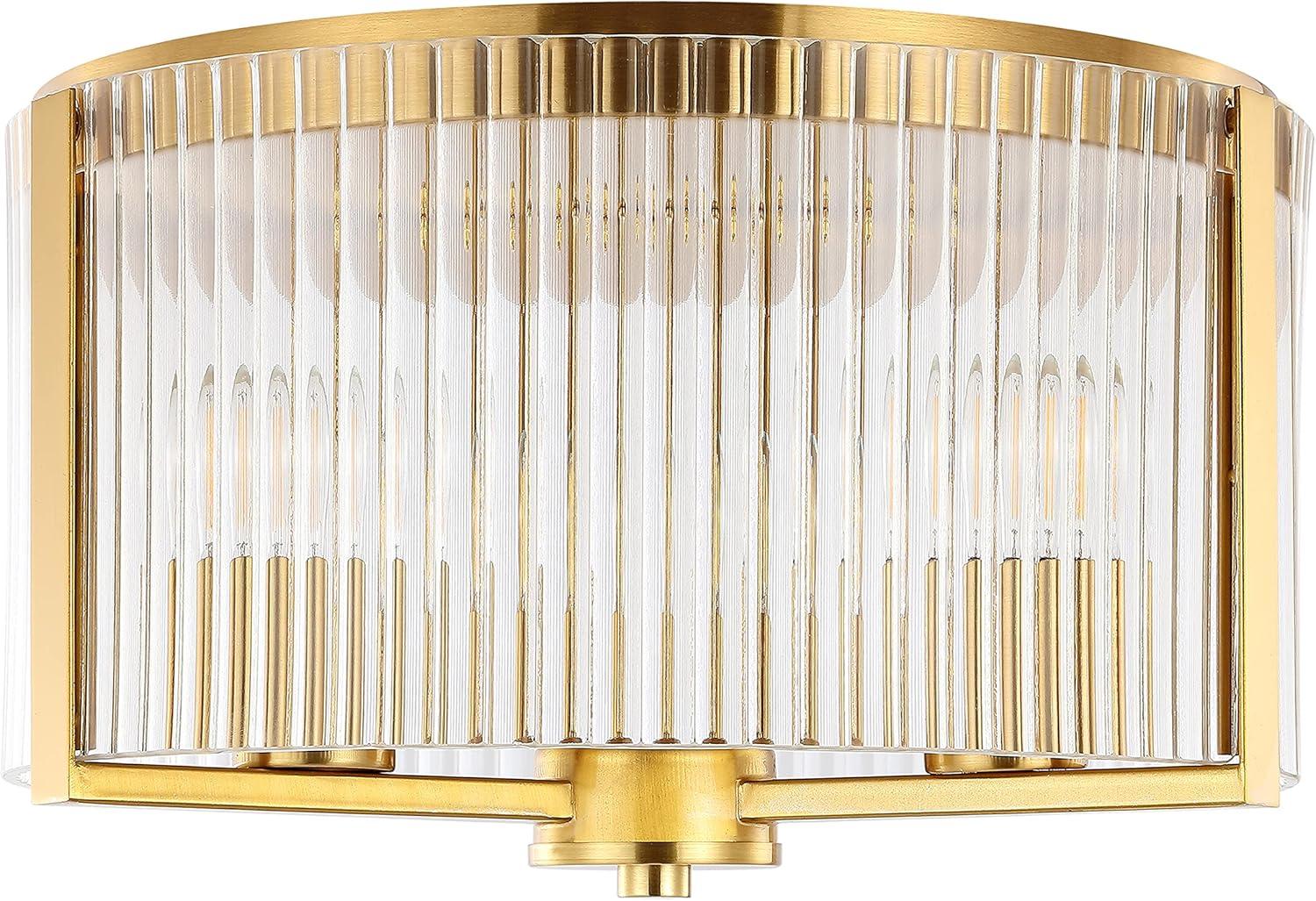 Jetra 3 Light 12.5" Flush Mount - Brass - Safavieh.