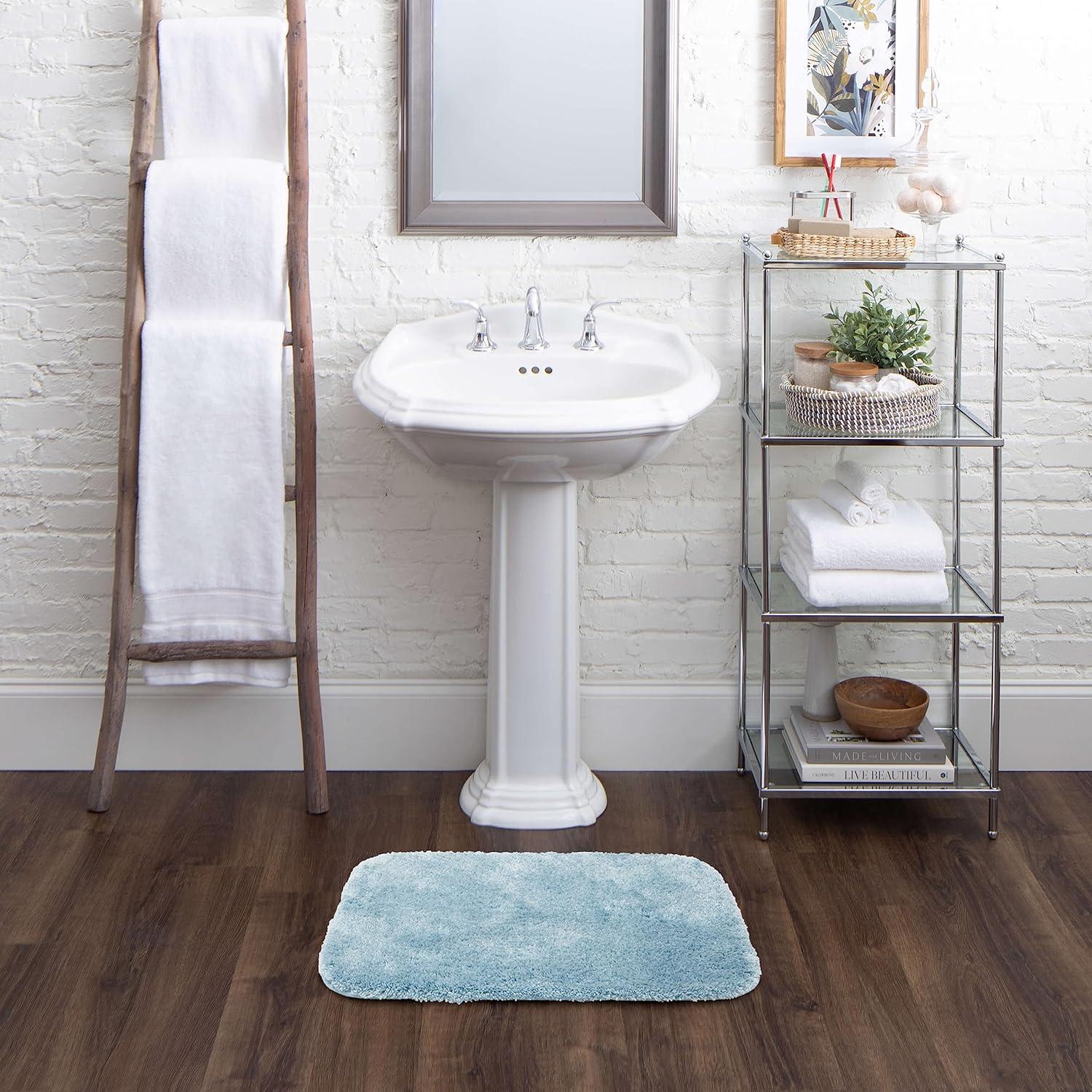 BrylaneHome The Elegance Bath Rug Collection - Bath Rug - 17" W 24" L, Sky Blue