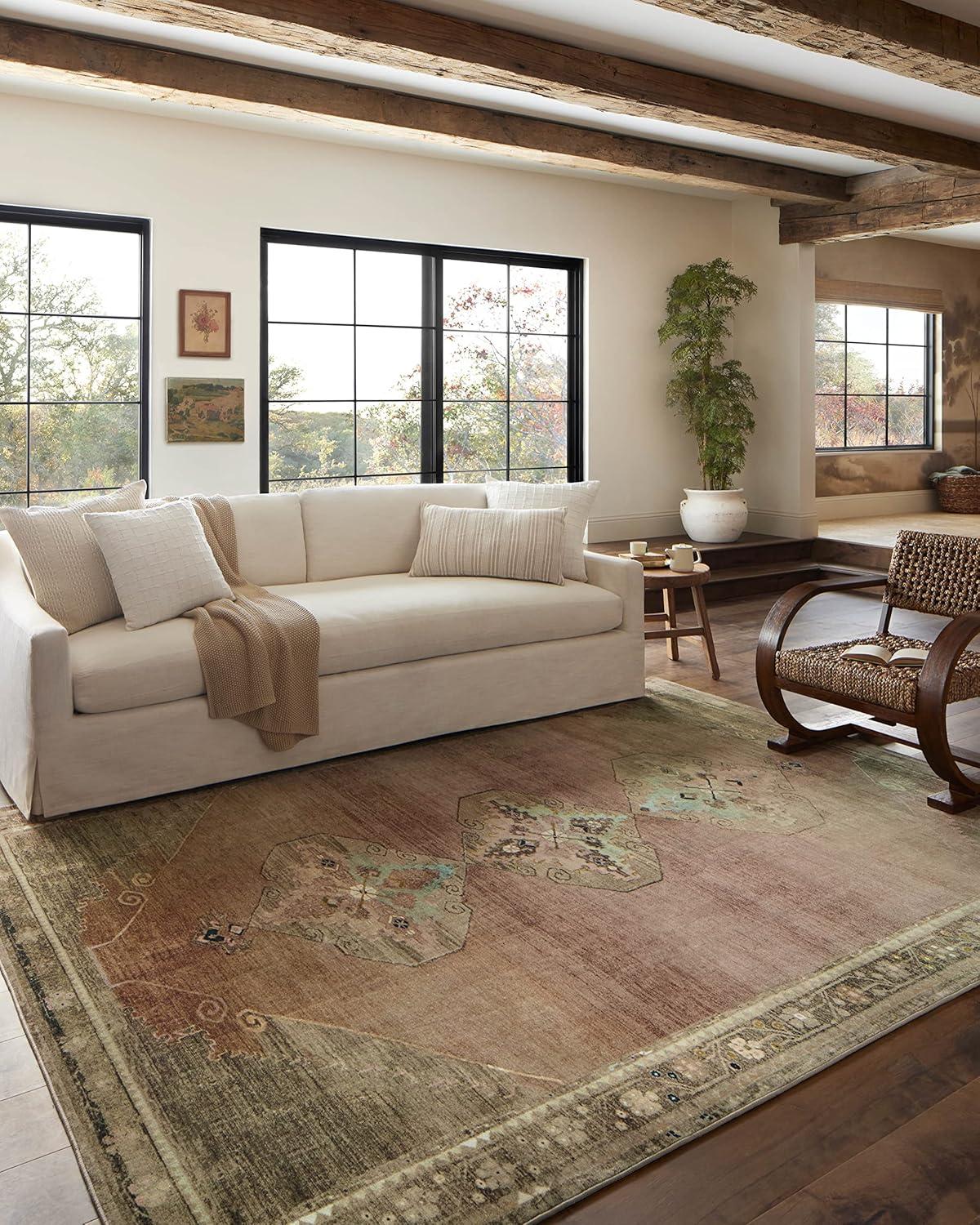 Magnolia Home By Joanna Gaines X Loloi Sinclair Machine Washable Clay / Tobacco Area Rug