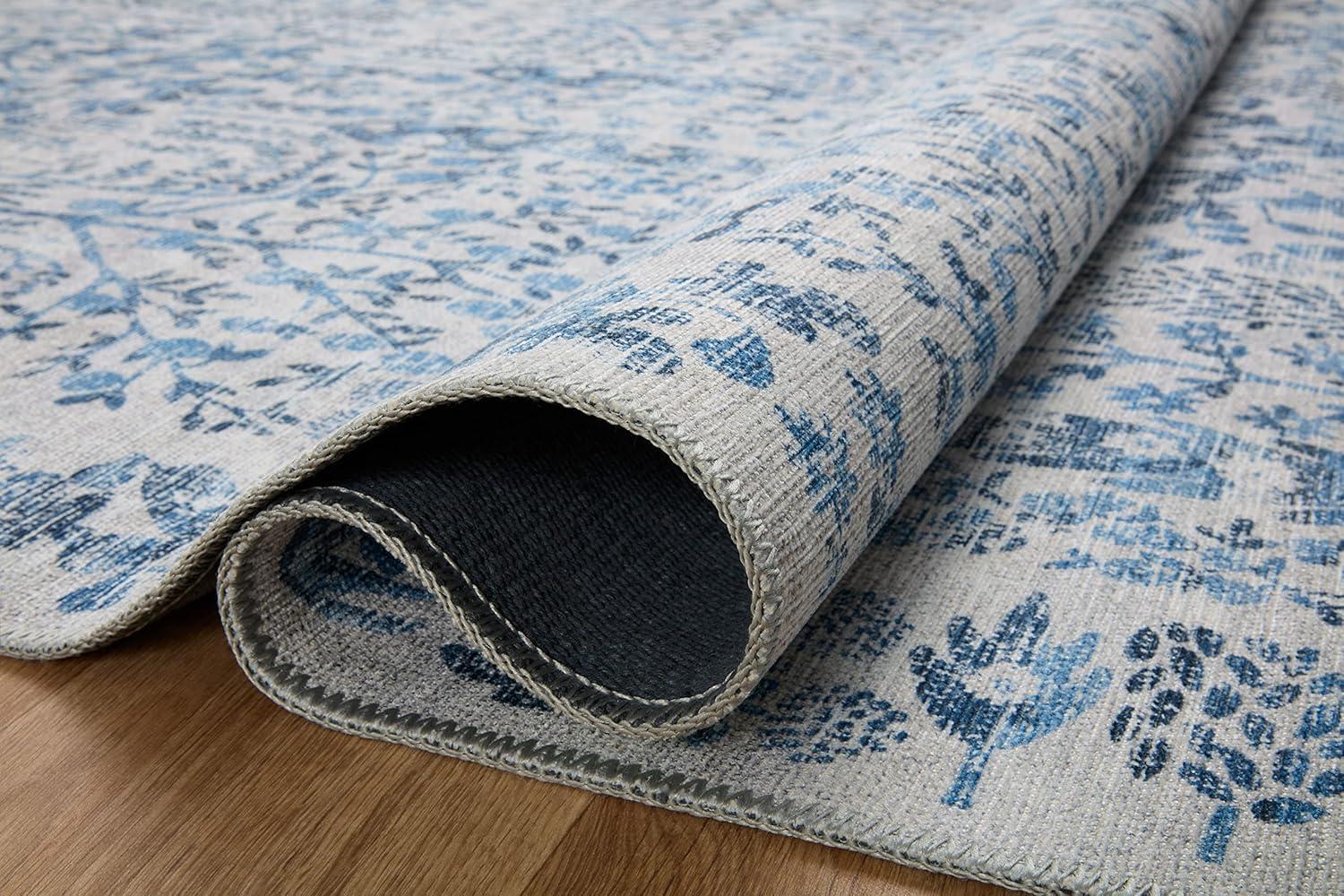 Maison Grove Blue Floral Synthetic 2'3" x 3'9" Area Rug