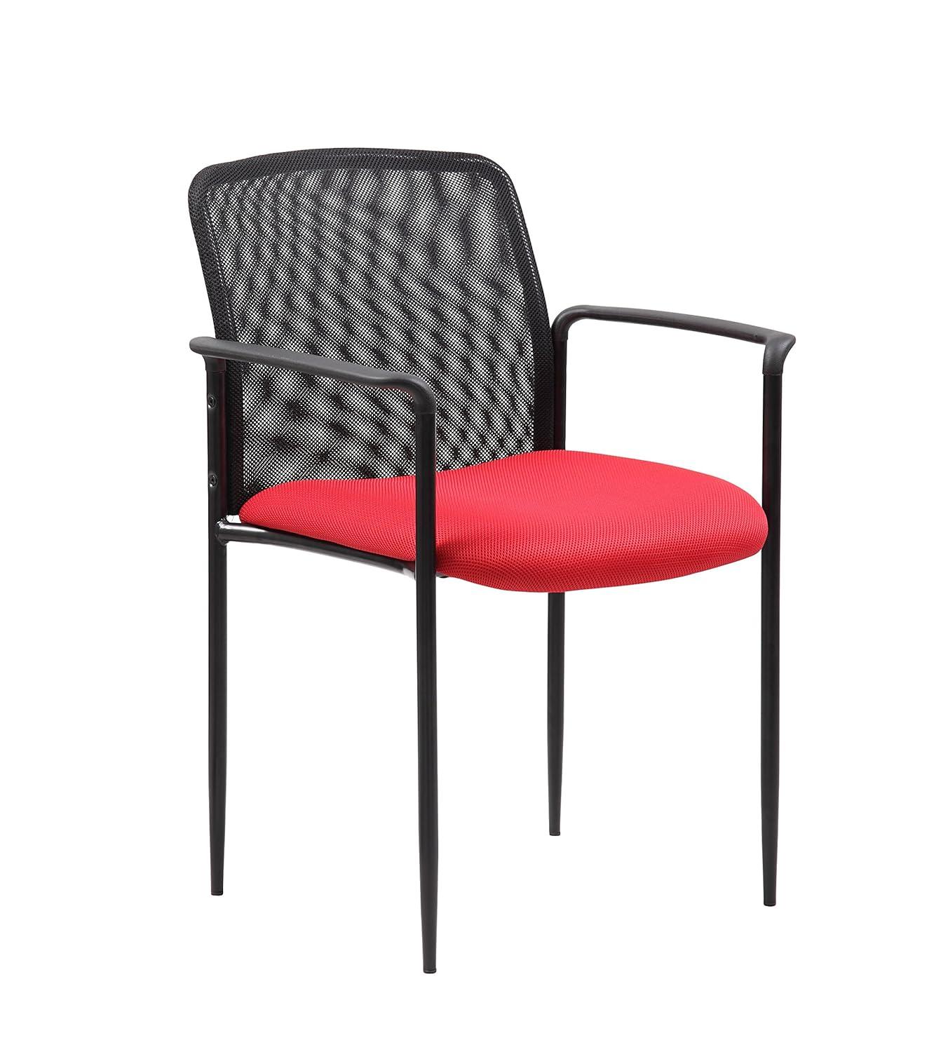 Boss Office Products Office Chair Red: Mesh Upholstered, Fixed Arms, Steel Legs, Powder-Coated Finish