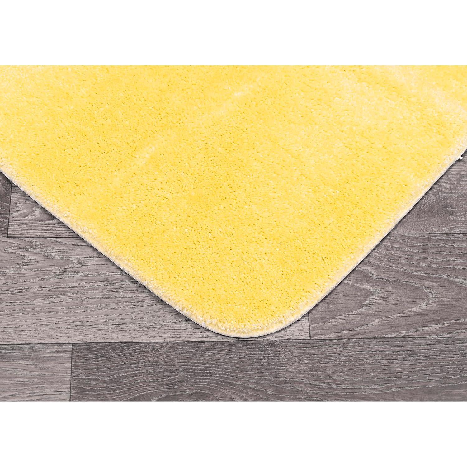 2pc Traditional Nylon Washable Bathroom Rug Set Yellow - Garland Rug