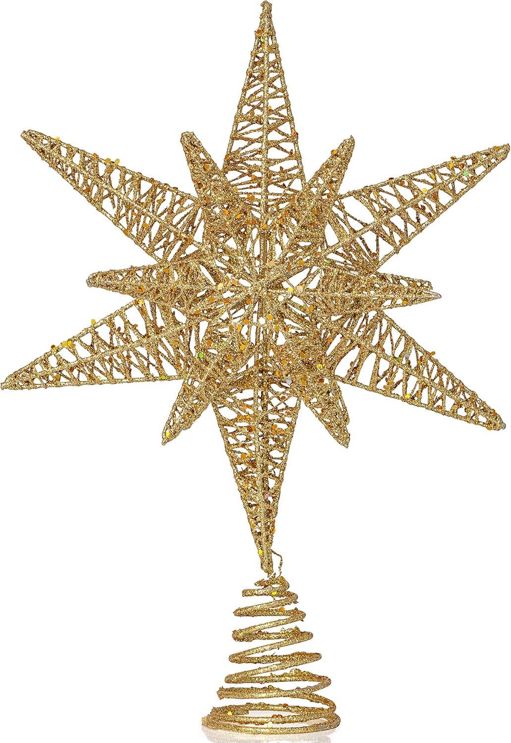 Ornativity 3D Glitter Star Tree Topper - Gold