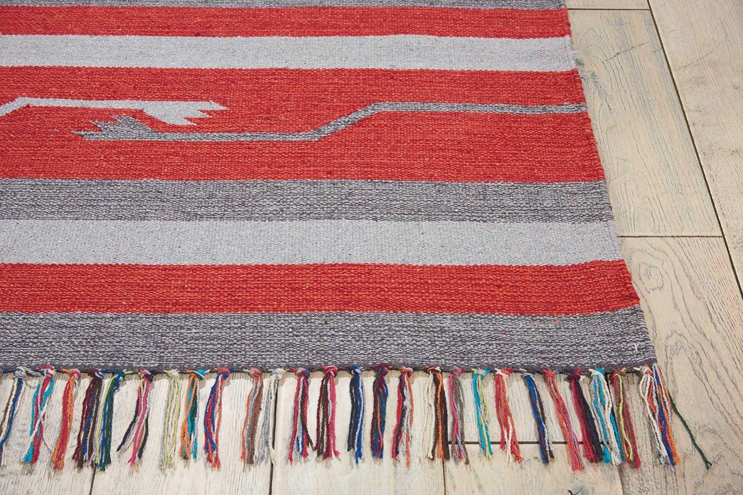 Nourison Baja Tribal Grey/Red 3'6" x 5'6" Area Rug, (4x6)