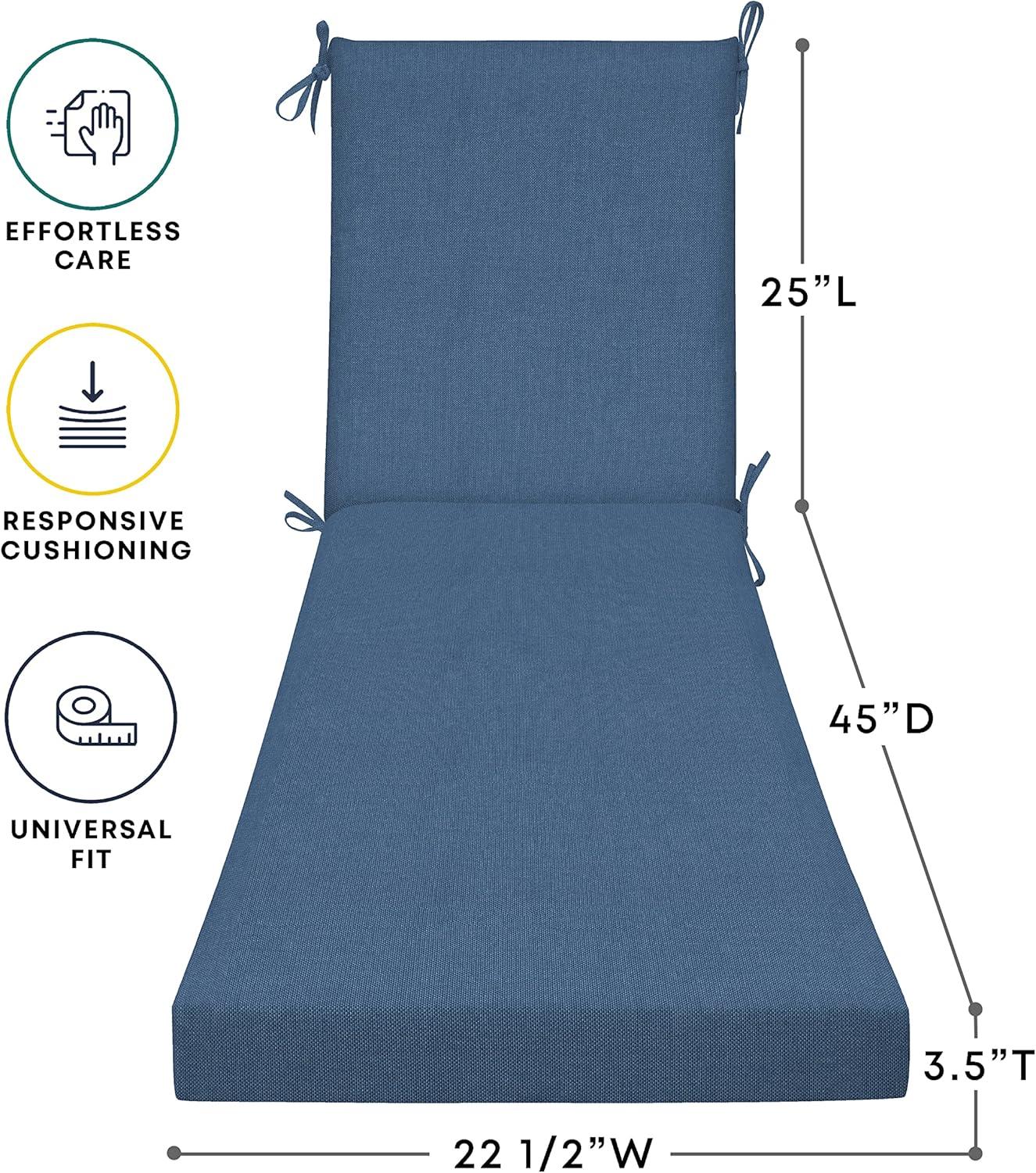 Honeycomb Outdoor Chaise Lounge Cushion - Textured Solid Pacific Blue