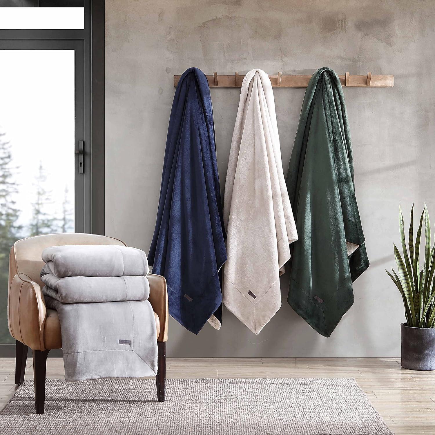 Twin Gray Fleece Sherpa Reversible Blanket