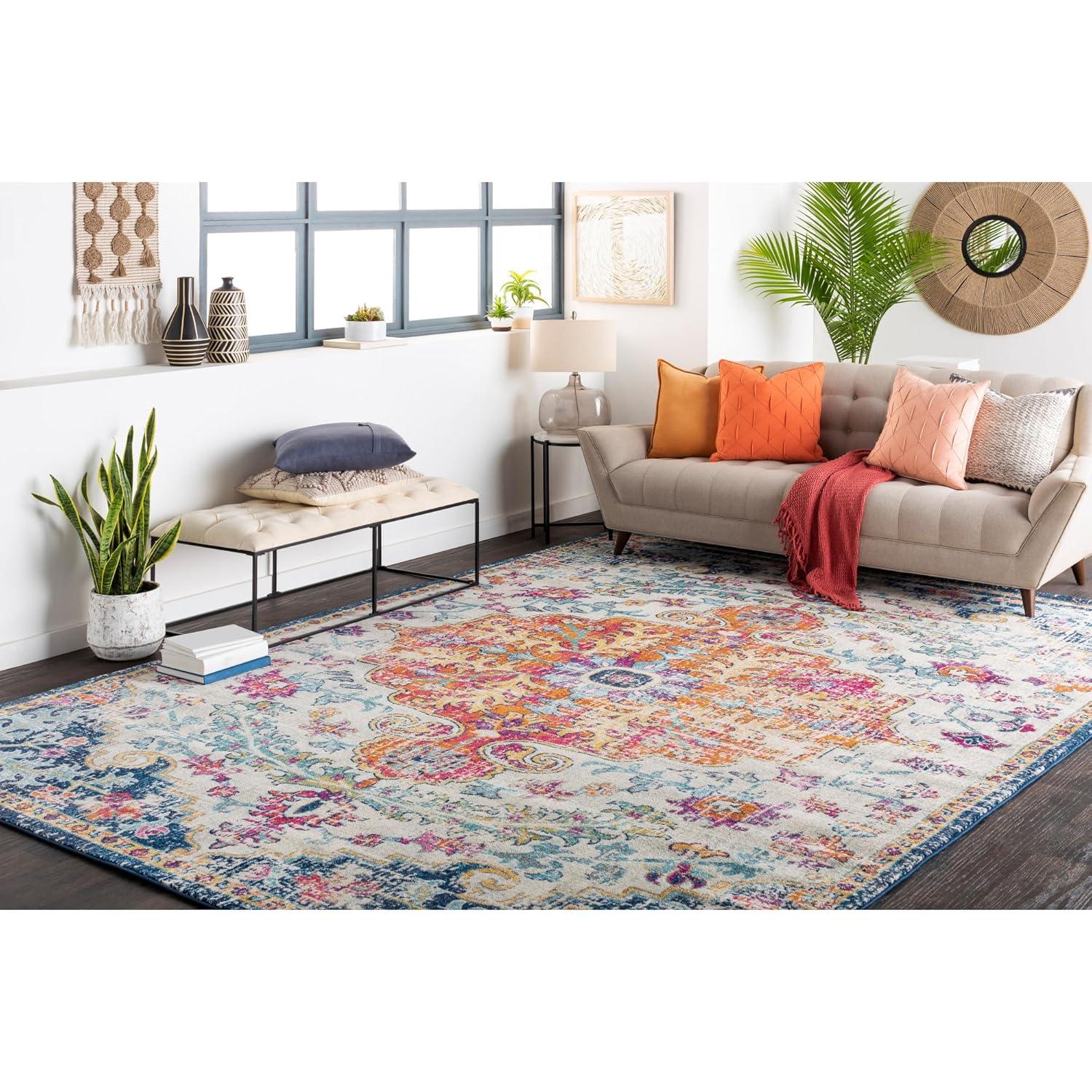 Livabliss 5'3"x7'3" Abby Traditional Rugs Aqua: Medium Pile, Stain & Fade-Resistant, Indoor Use