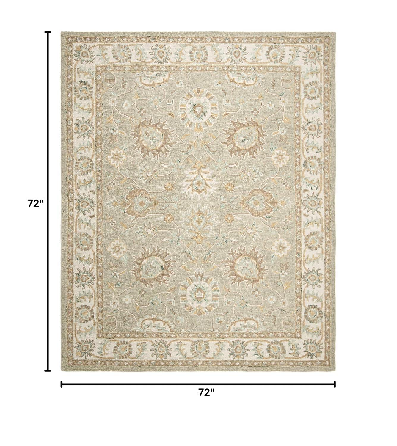 Blossom BLM702 Hand Tufted Area Rug - Sage/Ivory - 6'x6' - Safavieh.