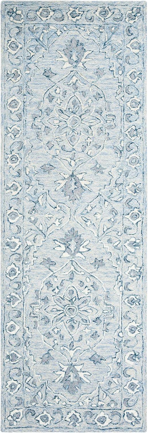 Micro-Loop MLP504 Hand Tufted Indoor Runner Rug - Light Blue/Ivory - 2'3"x11' - Safavieh