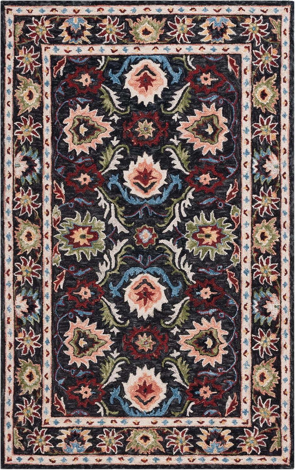 SAFAVIEH Blossom Lars Floral Area Rug, Black/Ivory, 8' x 10'