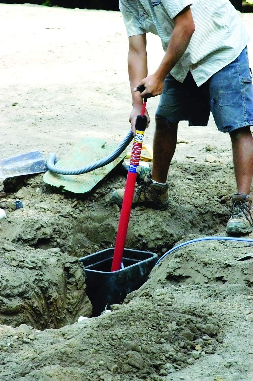 Red 36" x 72" Plastic Hand Pump Siphon with Flexible Hose