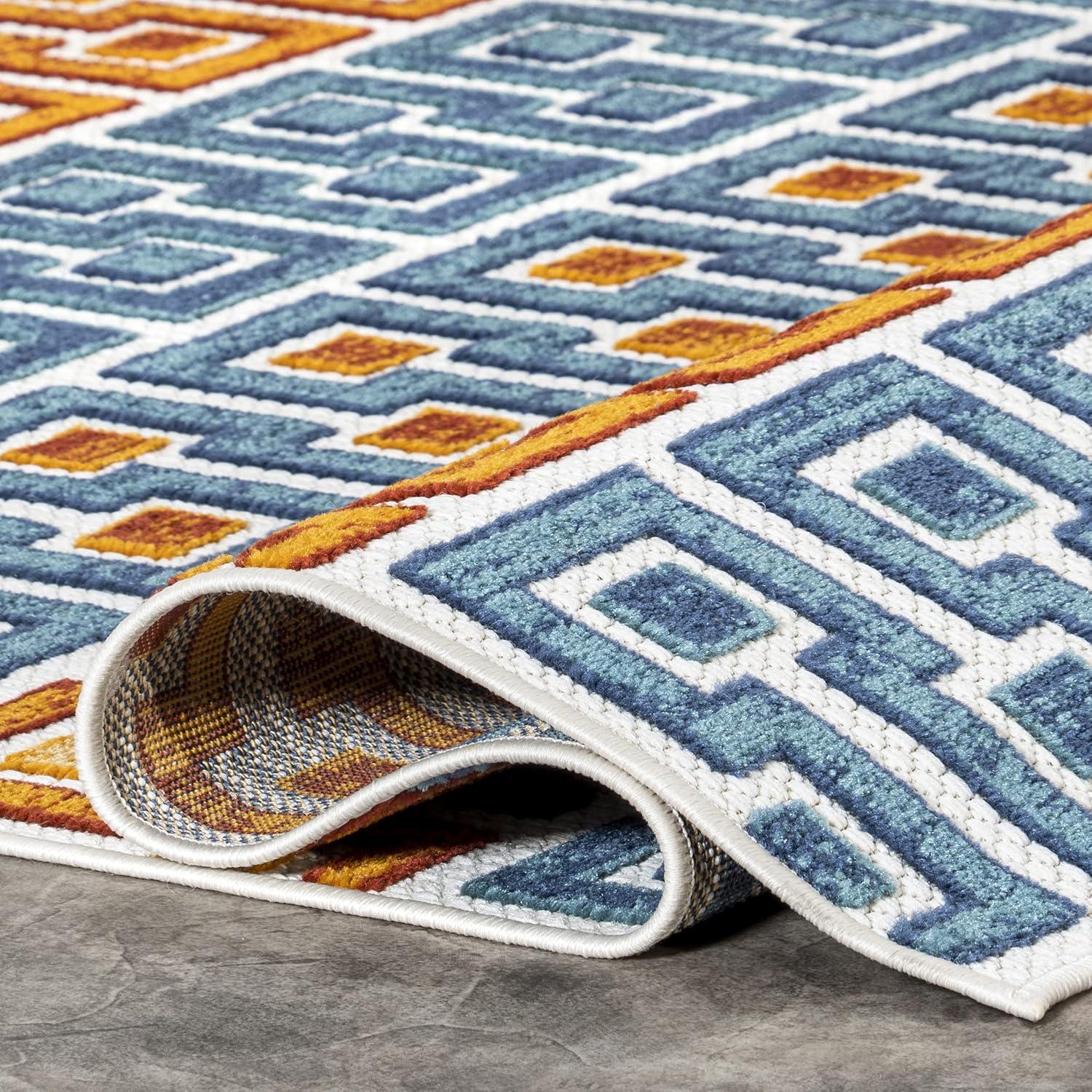 Nuloom Rochel Mediterranean Indoor/Outdoor Patio Area Rug 5' x 8' in Blue