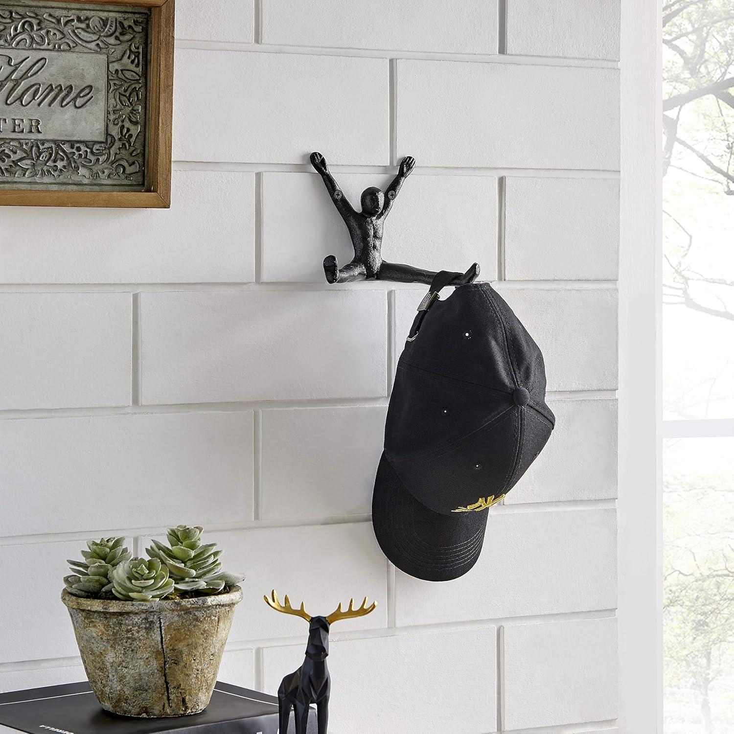 Danya B Athlete Sculpture Cast Iron Wall Mount Double Hook (Set of 2) - Black