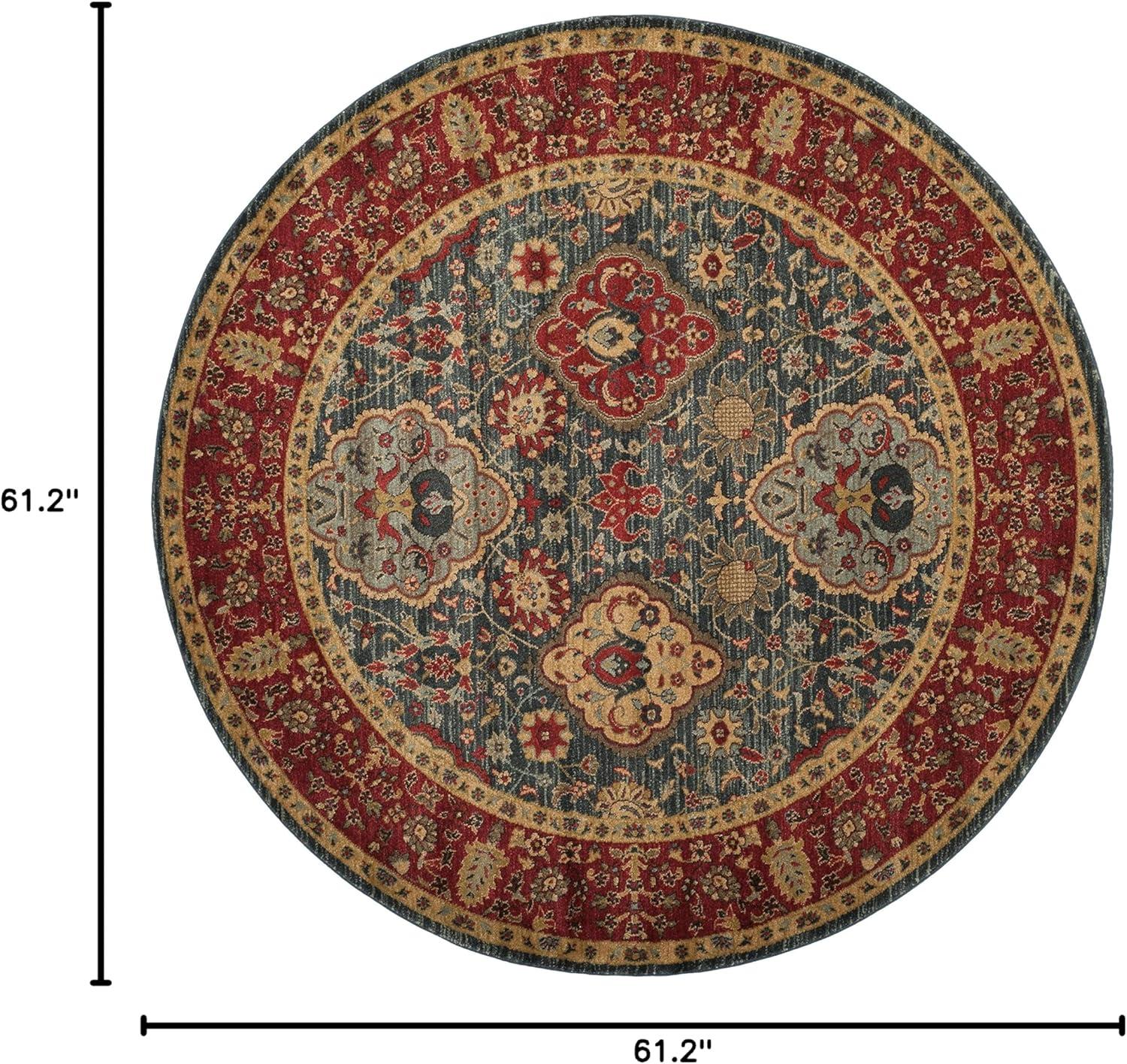 Mahal MAH655 Power Loomed Area Rug - Navy/Red - 5'1" round - Safavieh.