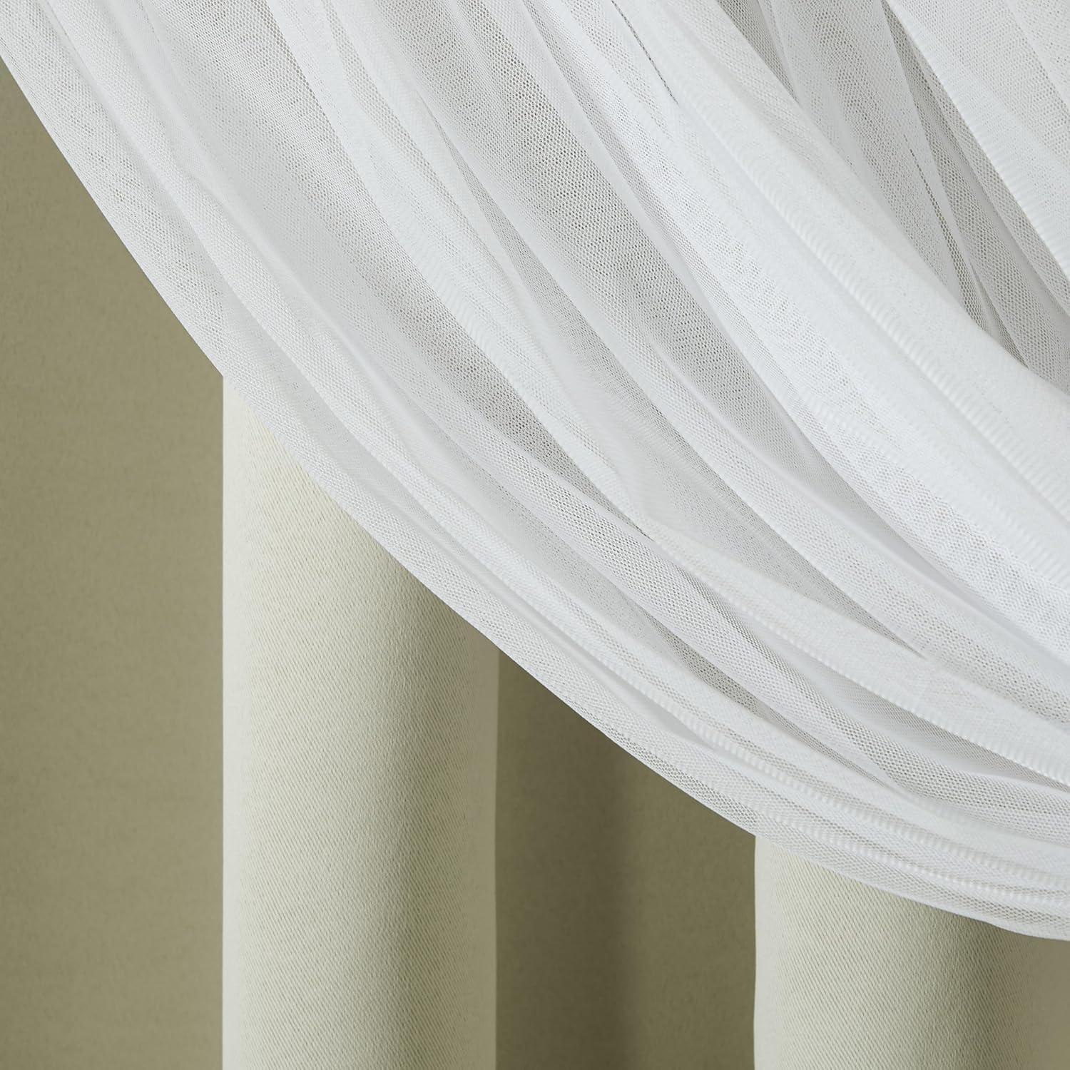 Set of 2 (63"x52") Caterina Layered Solid Blackout with Sheer Top Curtain Panels Sand - Exclusive Home: Thermal Insulated