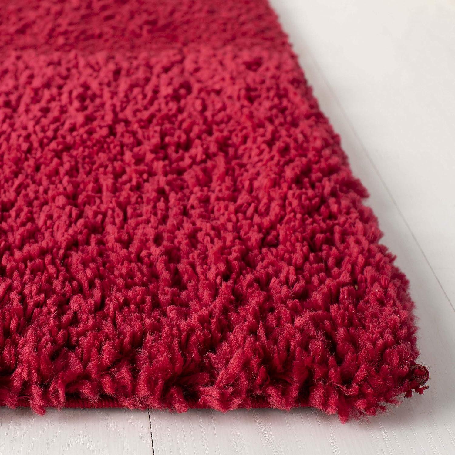 SAFAVIEH August Carlene Solid Plush Shag Area Rug, Red, 10' x 14'