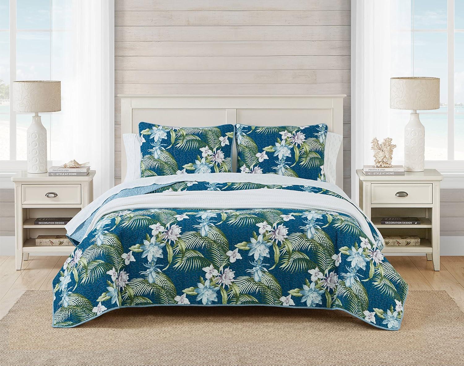 Coastal Breeze Full/Queen Blue Cotton Reversible Quilt Set