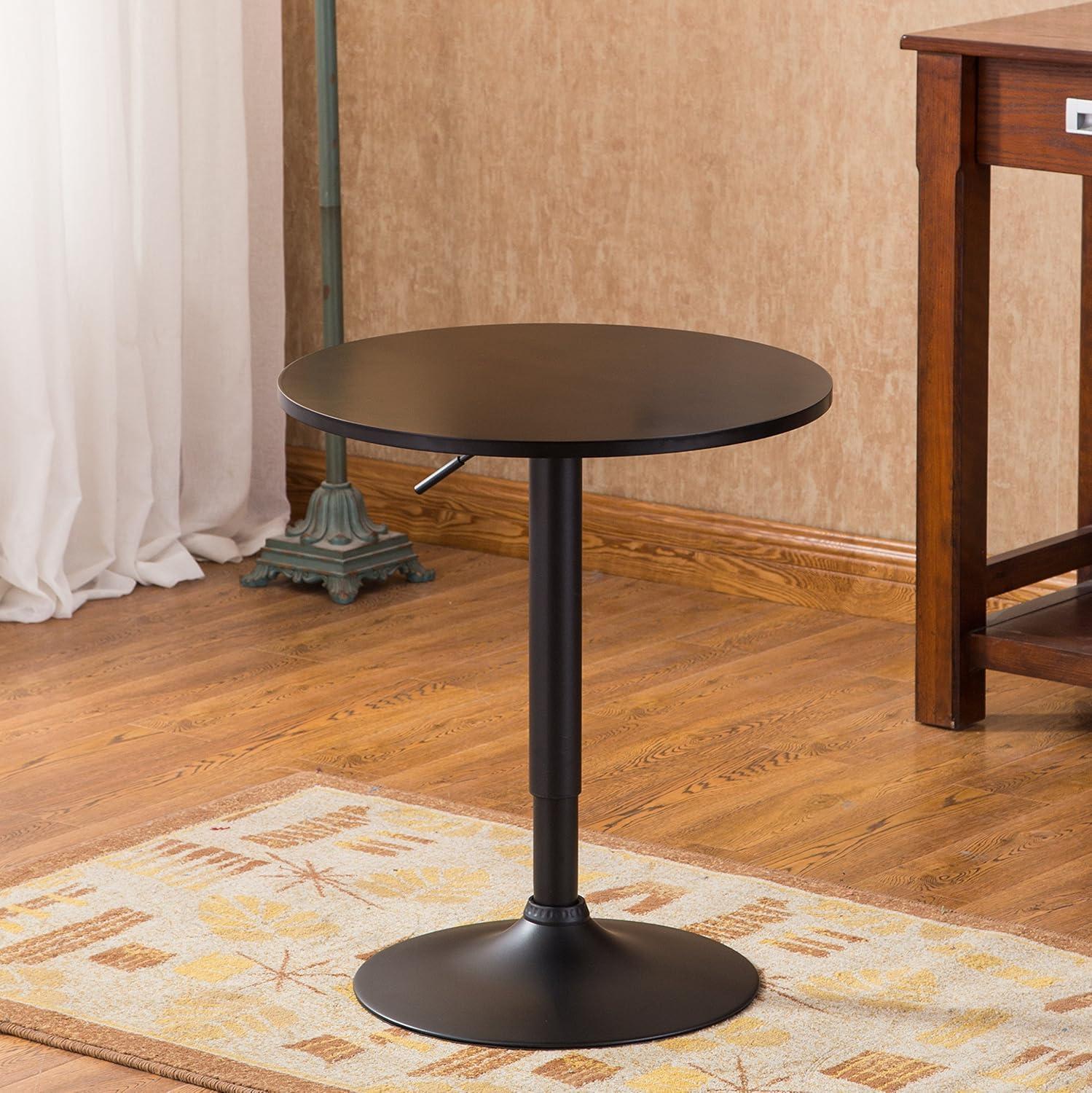 Belham Black Adjustable Height Round Metal Bar Table