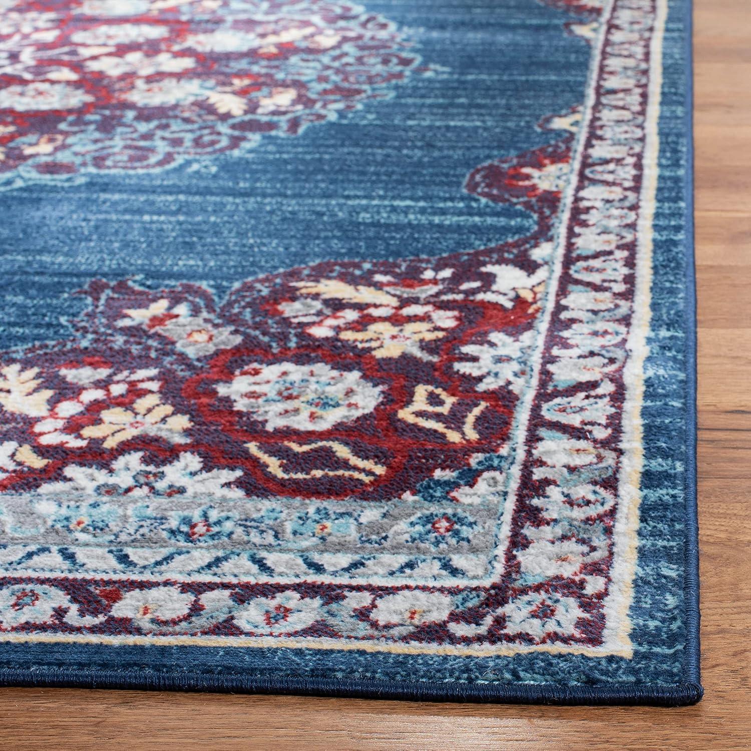 SAFAVIEH Brentwood Harland Floral Bordered Area Rug, 6' x 9', Navy/Burgundy