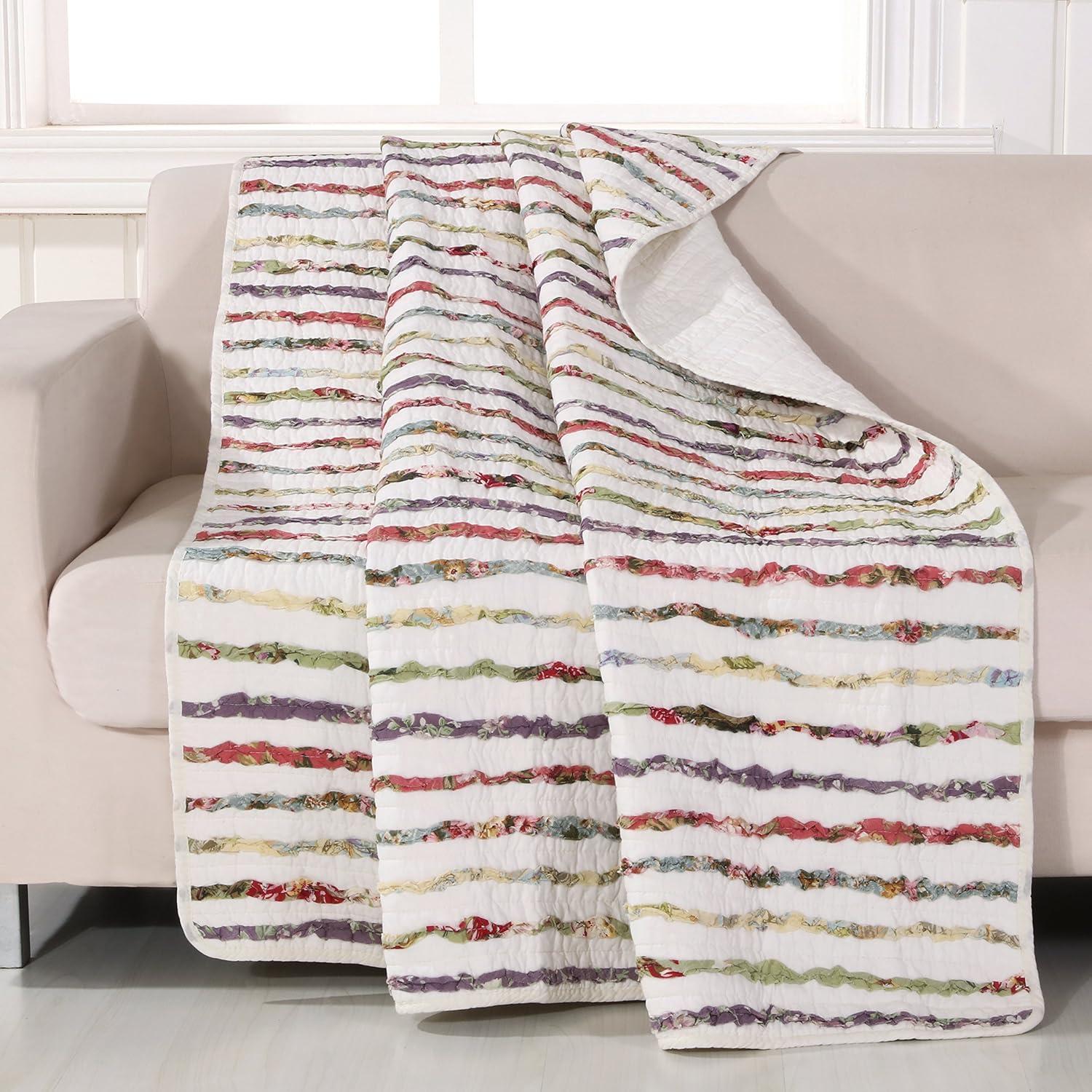 Bella Ruffle 100% Cotton Quilted Throw