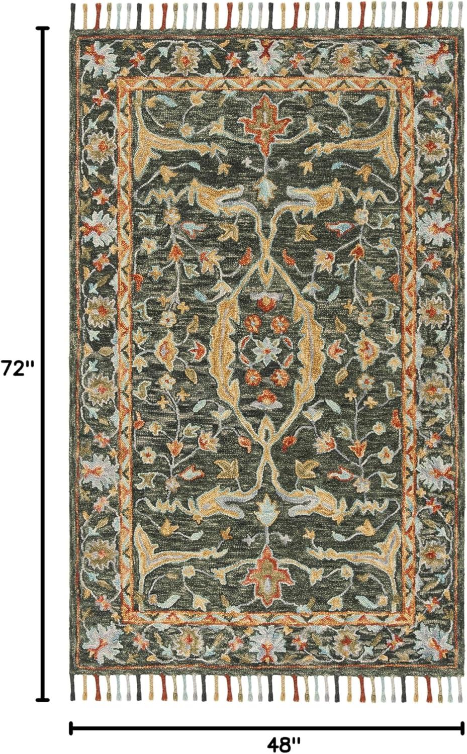 Aspen APN116 Hand Tufted Area Rug - Olive/Rust - 4' X 6' - Safavieh.