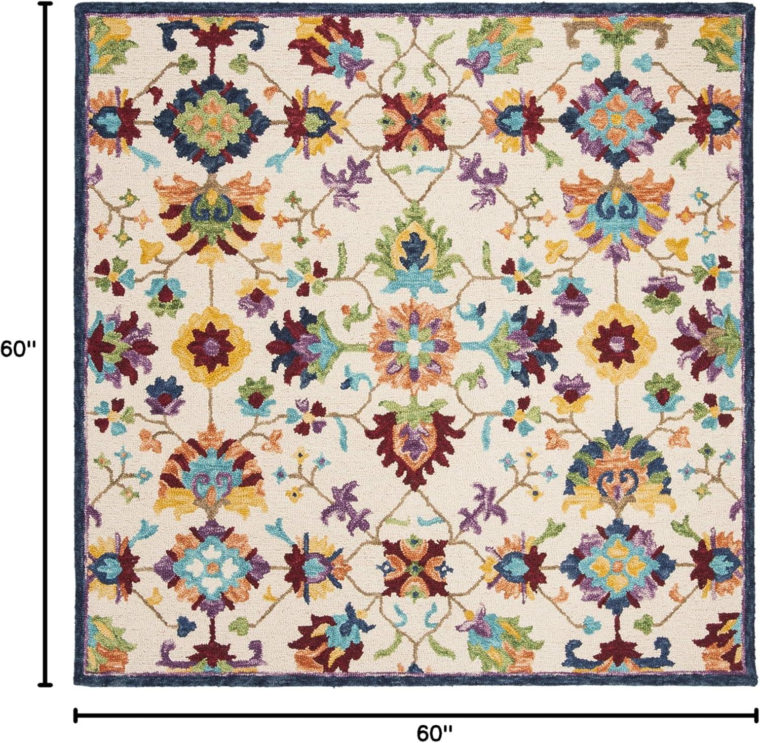 Aspen APN509 Hand Tufted Indoor Area Rug - Ivory/Blue - 5'x5' - Safavieh