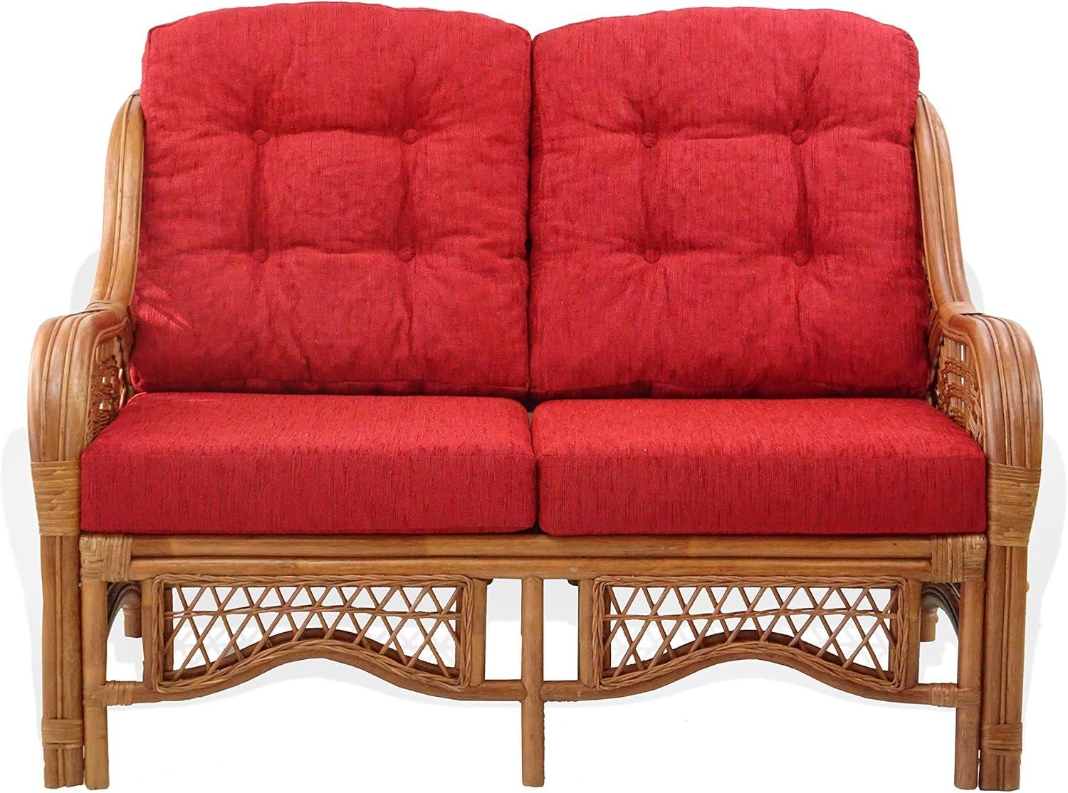 Bay Isle Home™ Malibu Lounge Set Of 4: 2 Natural Rattan Wicker Chairs, Loveseat And Coffee Table W/Glass Handmade, Natural Color