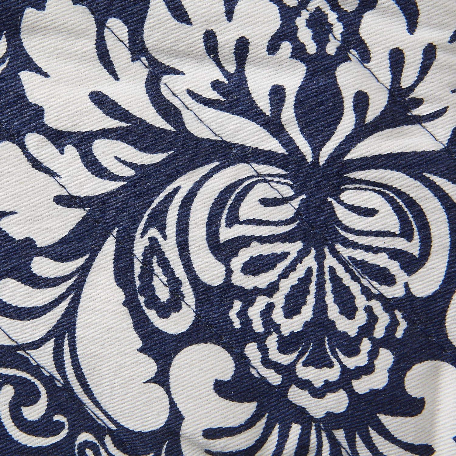 Nautical Blue Damask Oven Mitt & Potholder Set