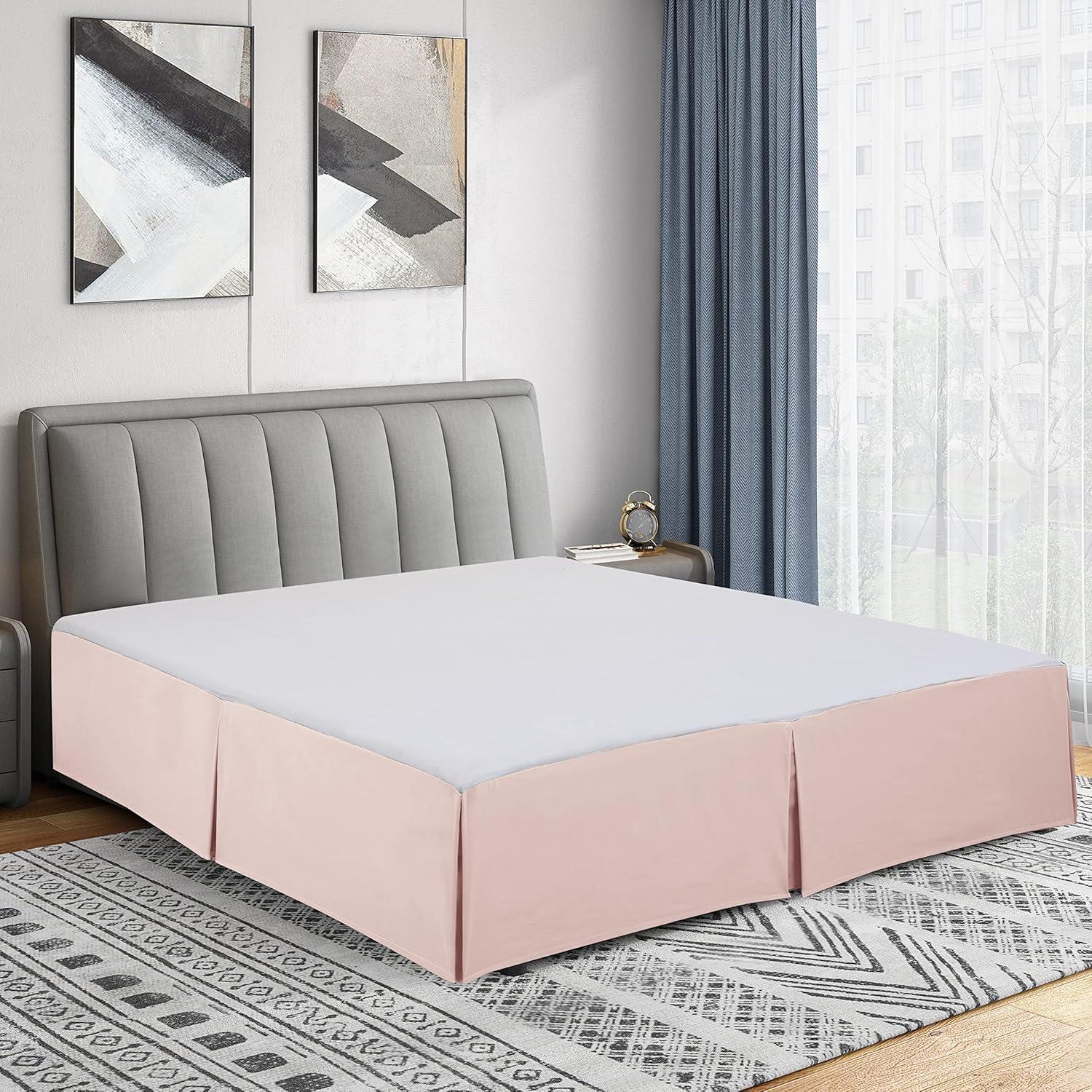 Swift Home | Basics Pleated Microfiber Bed Skirt 14-inch Drop Rose Blush Full