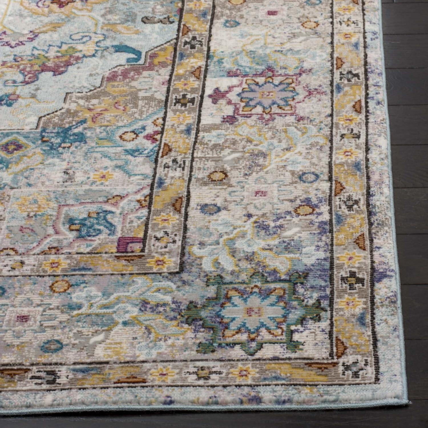 Aria ARA183 Power Loomed Area Rug - Beige/Blue - 6'5"x6'5" - Safavieh.