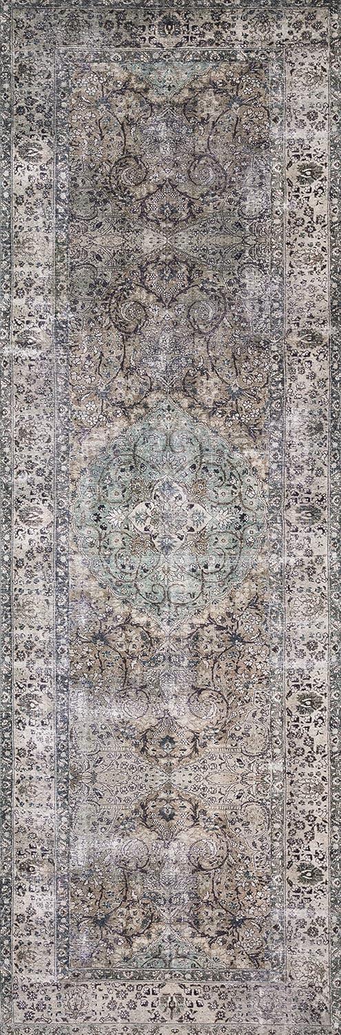 Gray Rectangular 9' x 12' Stain-Resistant Synthetic Area Rug