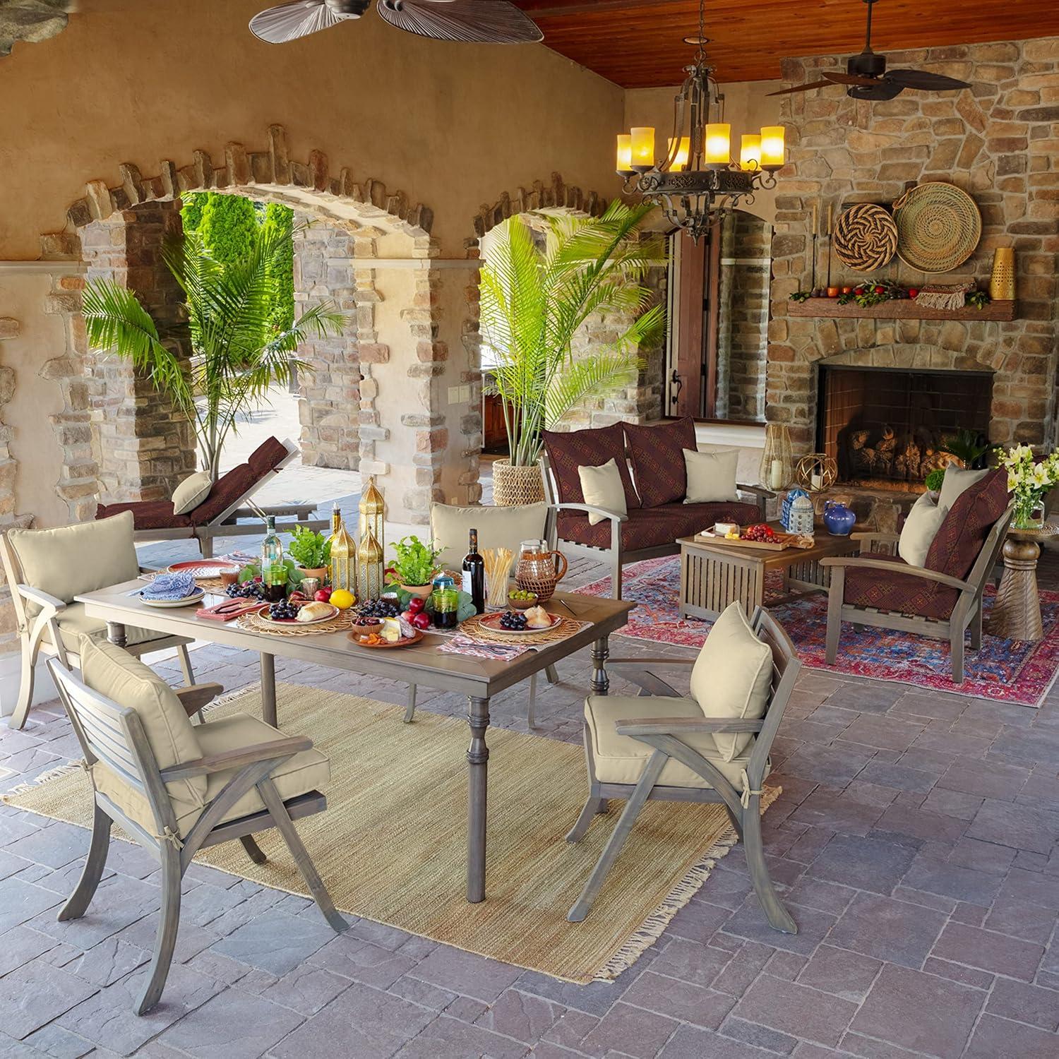 ARDEN Outdoor Toss Pillow, Set of 2, 16 x 16, Water Repellent, Fade Resistant 16 x 16, Tan Leala