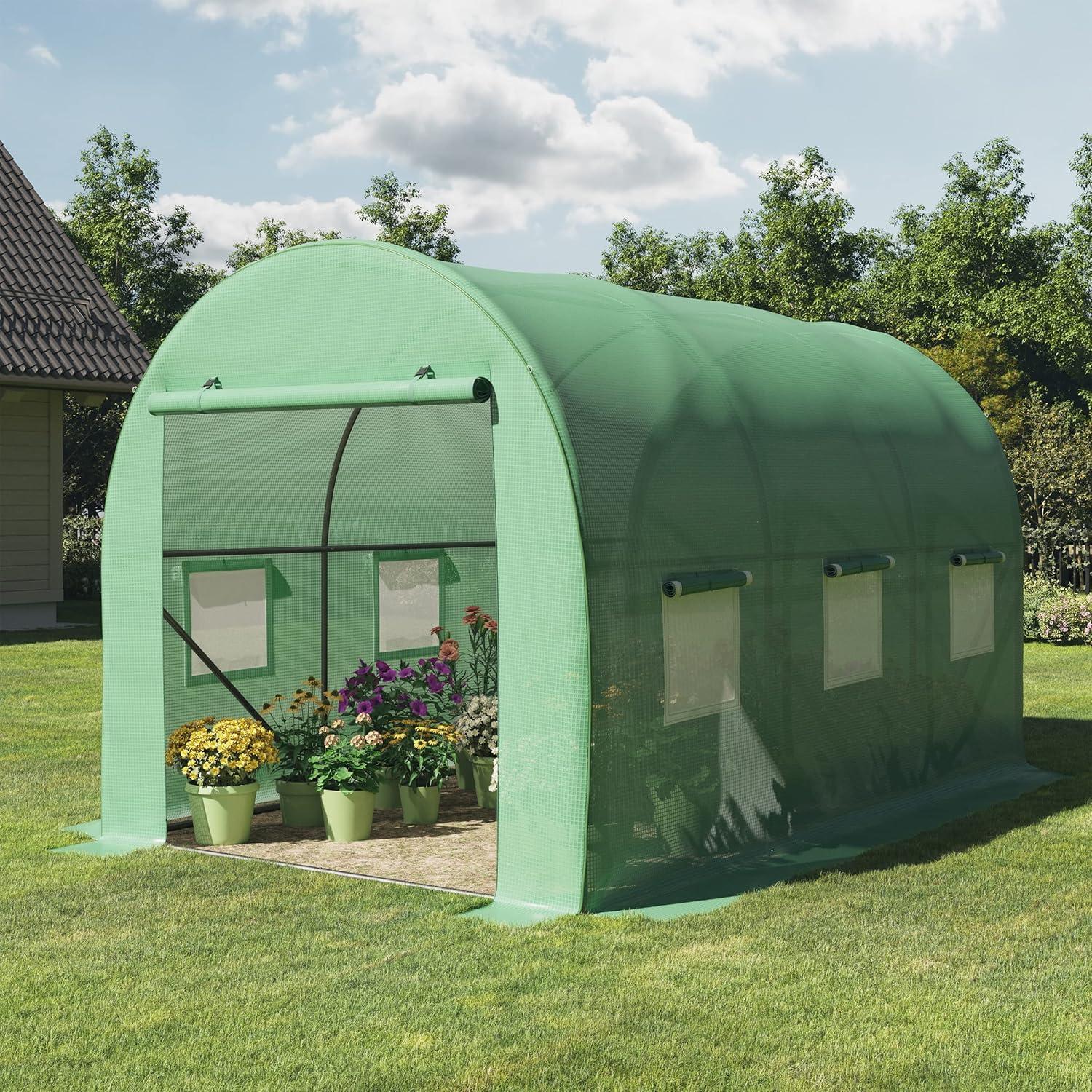 Home-Complete 9.5ft x 6.5ft x 6.2ft Walk In Greenhouse with Windows