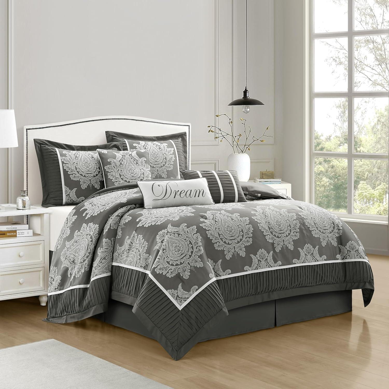 Nanshing America, Inc Therese 7 Piece Traditional Damask Comforter Set