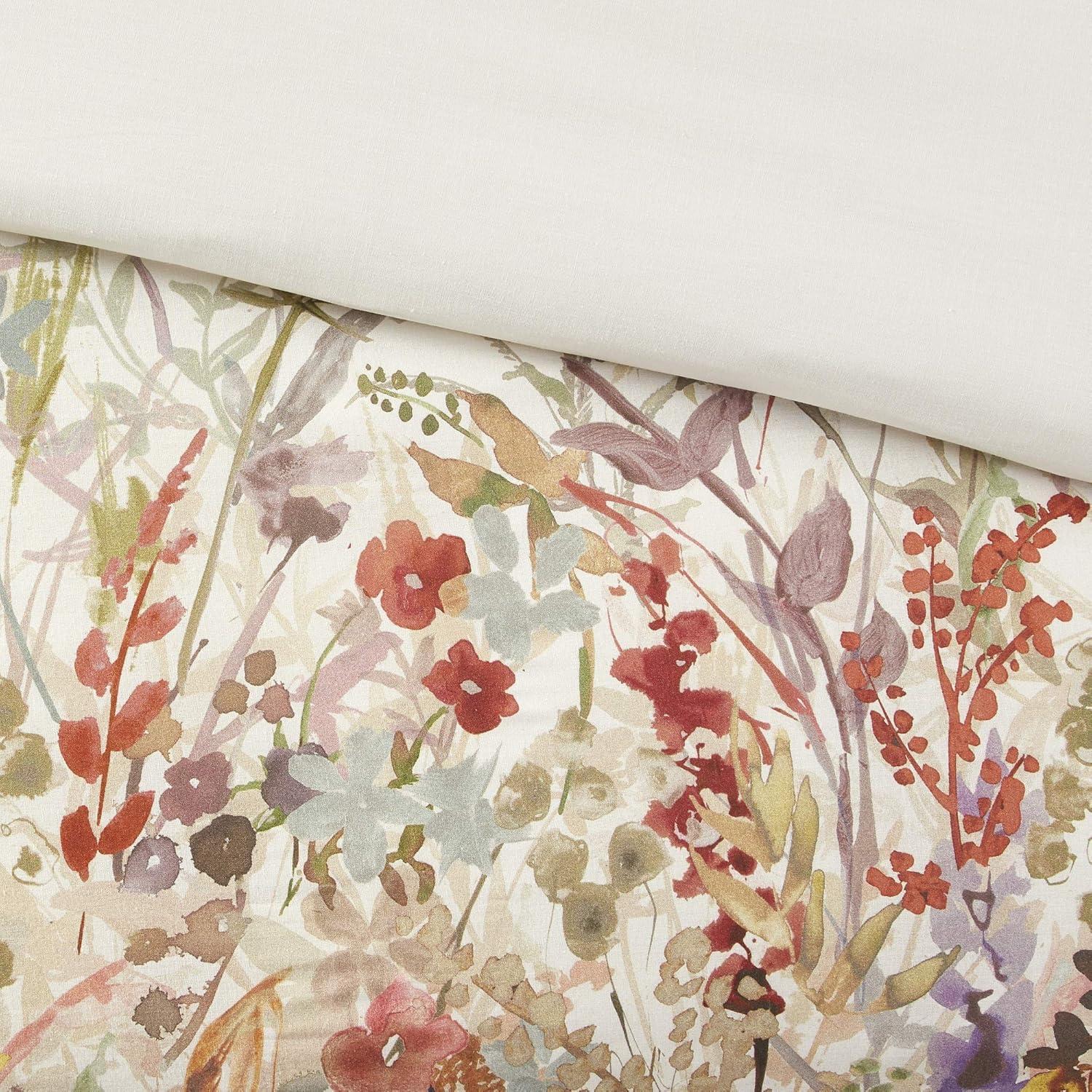 Mariana King/Cal King Cotton Watercolor Floral Duvet Cover Set