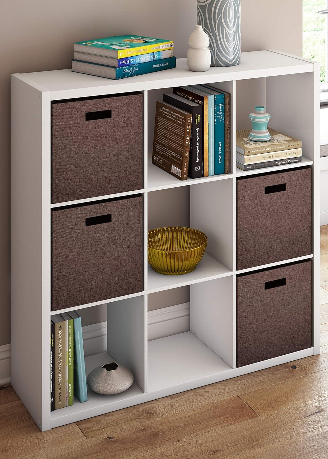 Contemporary White Engineered Wood 9-Cube Organizer for Kids